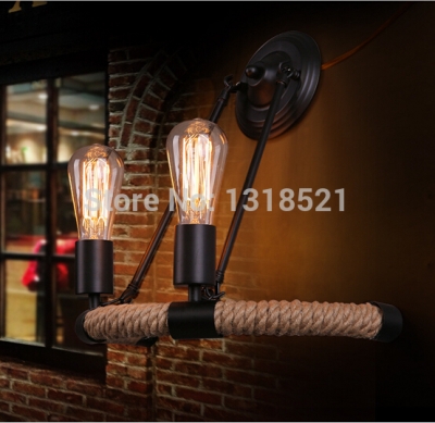 new vintage wall light with rope arandela special iron light fixtures antique hemp rope wall lamp vintage lampshade