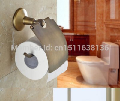 new wall mounted bathroom antique brass toilet paper holder with cover