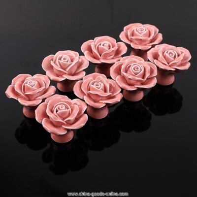 pink rose ceramic knobs kitchen cabinet drawer pulls handle bathroom flower cupboard handle