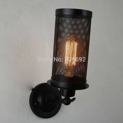 rural wrought iron net wall lamps and lanterns of classical engineering loft home lighting black,