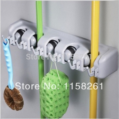 wall mounted plastic mop frame multi-functional with hook mop shelf mop rack 5 hang 6 hooks wf-2562 [mop-frame-6510]