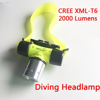 xm-l t6 2000 lm led headlight diving headlamp head light for underwater movement up to 20m with adjustable head band
