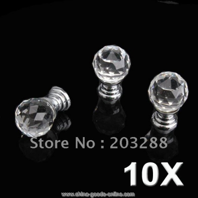 $10 off per $100 order+ 10 pcs diam 20mm round crystal glass cabinet knobs drawer pull furniture handle