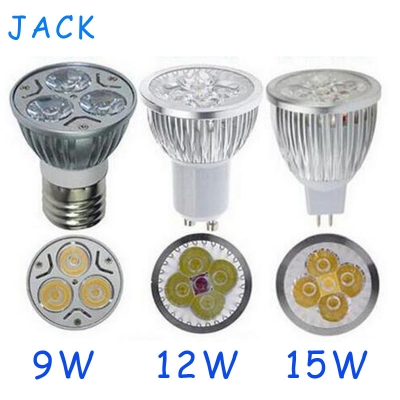 10 pcs rohs cree led lamp 9w 12w 15w mr16 12v gu10 e27 b22 e14 110v/220v led spot light spotlight led bulb downlight lighting