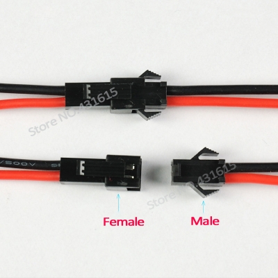 ( 100 pairs / lot ) 2 pin sm female male connector cable plug with wire for led lighting fixture,lamp driver connect