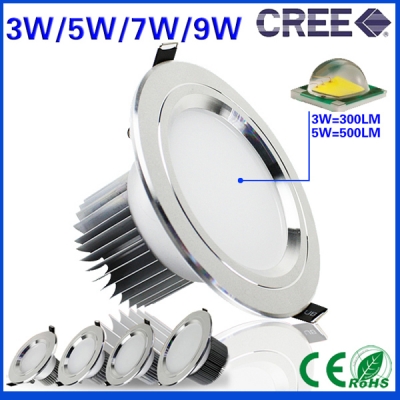 10pcs 3w 5w 7w 9w anti-fog led downlight cree led ceiling lamps recessed spot light down lights for home illumination