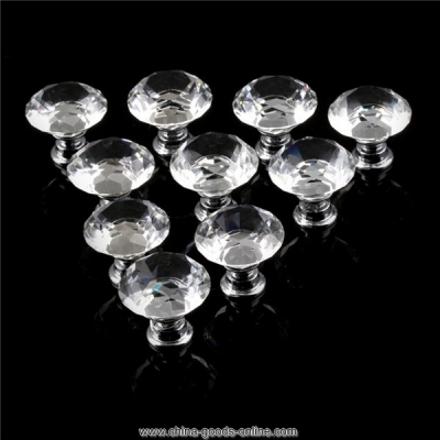 1pack/ 10pcs crystal glass 30mm diamond shape knob cupboard drawer pull handle [Door knobs|pulls-1262]