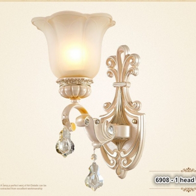 2015 new fashion luxury european royal style k9 crystal 1 head wall lamp american modern led painted resin wall lamp