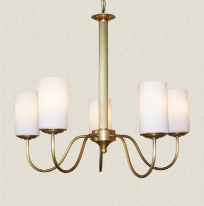 2015 simple american whole copper 5 head frosted glass candle chandelier for living room