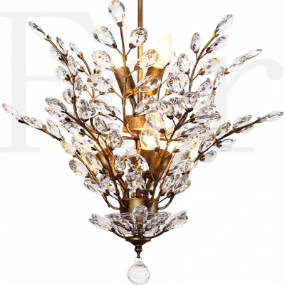 2015 unique design creative branch style 5 head iron and k9 crystal chandelier american vintage iron pendant chandelier