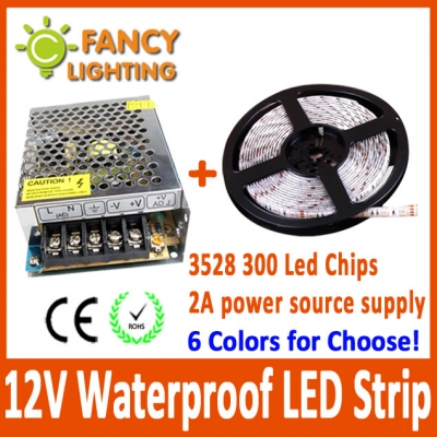 5 m/set smd3528 dc12v waterproof led strip with 2a power supply high brightness energy saving home decor lamp tira de led