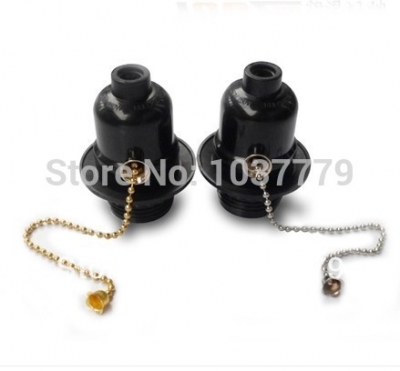 abs black e27 fitting lamp holder with pull chain switch