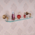 antique single bathroom shelf/glass shelf,brass base+glass shelf,bathroom hardware,bathroom accessories hj-1213f