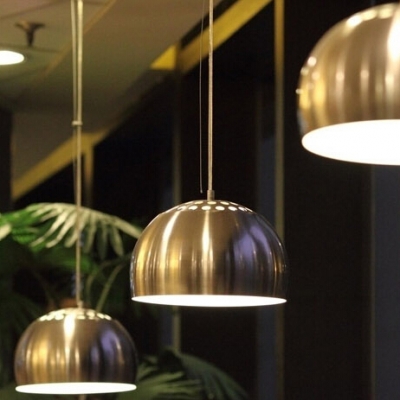 bulb simple modern hollow stainless steel semicircular fashion pendant light half round ball lighting