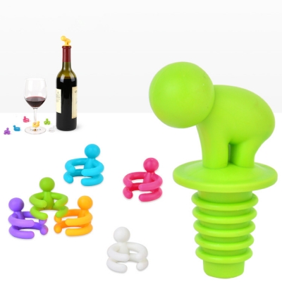 cartoon creative wine bottle stopper with glass cup marker for recognition cup/ champagne bottle stopper,