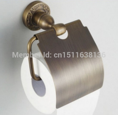 classic wall mounted bathroom antique brass toilet paper holder with cover