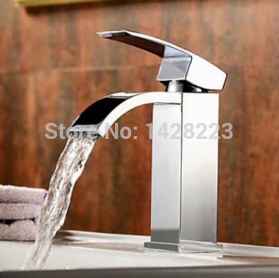 contemporary chrome finish square waterfall basin sink faucet single handle basin mixer tap