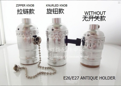 edison bulb e26/e27 vintage silver color lamp holder/retro pendant light edison holder lamp/ diy lamp accessories