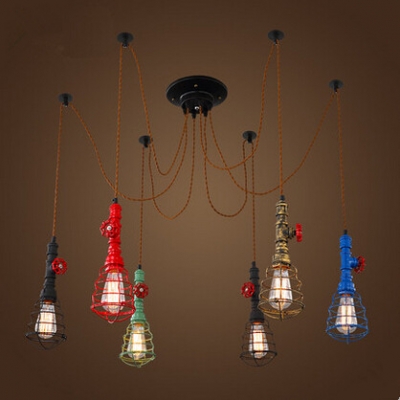 edison retro loft style industrial vintage pendant lights fxitures bar dinning room rope pipe lamp 5 colors suspension luminaire
