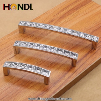 handl simple u style zinc alloy crystal 128mm chrome plated furniture handles,drawer cabinet door handles & knobs