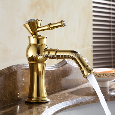 high-grade elegant countertop bathroom basin faucet golden swivel spout basin mixer taps al-7307k
