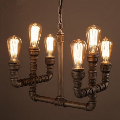 loft style creative waterpipe vintage pendant lamp,e27*6 bulb included,for dining room study restaurant bar home lightings