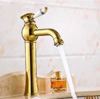 luxury fashion solid brass with ceramic handle tall deck mounted bathroom faucet single hole mixer tap ltg-021