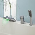 luxury single handle 3pcs handshower bathtub faucet set deck mounted single handle waterfall spout