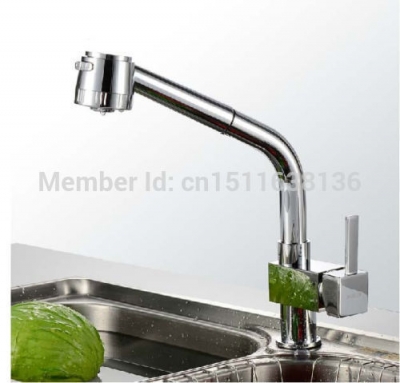 new deck mounted polished chrome brass pull out kitchen sprayer faucet sink mixer tap