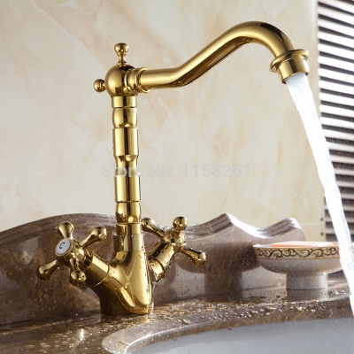 retro golden faucets swivel bathroom kitchen basin sink mixer tap noble gorgeous al-9201k