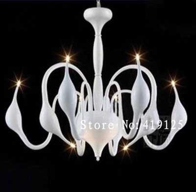 selling 9 lights fashion swan chandelier modern lamp red/white/black/silver