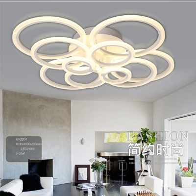 2016 acrylic rings led ceiling stepless dimmable chandelier simple fashion metal high wattage nitecore extreme led chandelier