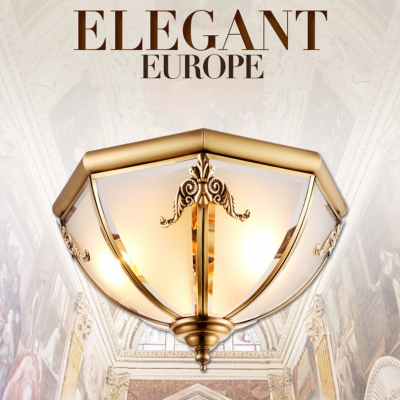 2016 best seller bedroom elegant copper glass ceiling light european lustre ceiling light