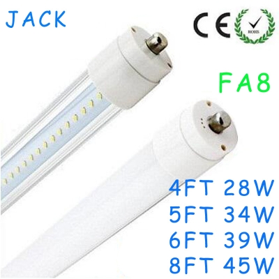 25pcs t8 4ft 5ft 6ft 8ft led tube lights single pin fa8 led lights 28w 34w 39w 45w led fluorescent tubes light ac 110-277v