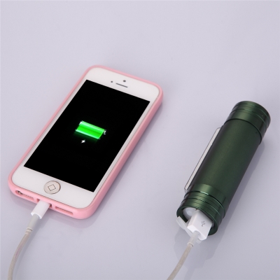 3 in 1 function: flashlight + power bank + headlight built-in 18650 battery 4 mode lighting torch with usb cable and headband