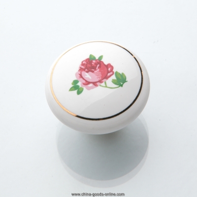 32mm small ivory white rose flower ceramic furniture handles single hole drawer handles pullers eh503