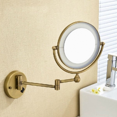 8" solid brass antique bathroom led cosmetic mirror in wall mounted mirrors accessories 2068f