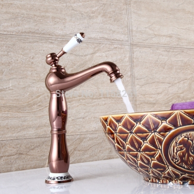 bathroom faucet mixers rose golden finish brass basin sink faucet single handle bath mixer taps yb-322r