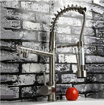 brushed nickel pull down sprayer and cold water kitchen sink faucet deck mounted swivel spout kitchen mixer tap