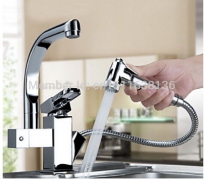 chrome brass kitchen faucet single handle sink mixer tap pull put sprayer swivel spout faucet