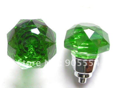 d45mmxh54mm multi-faceted cutting green crystal glass cabinet door knob