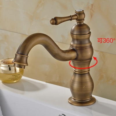 deck mounted single lever bathroom basin faucet brass antique single hole and cold kitchen sink mixer taps gyd-2109f