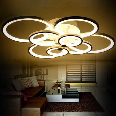 dimming+remote control living study room bedroom modern led chandelier white color surface mounted led chandelier fixtures [modern-chandelier-7614]