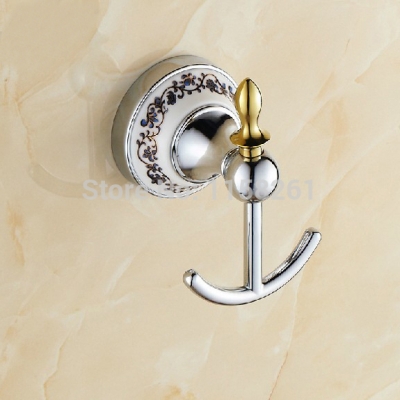 fashion blue&white porcelain new design robe hook,clothes hook,solid brass construction with chrome finish st-3693