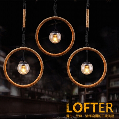 hemp rope loft style iron vintage led pendant lights fixtures for dining room hanging lamp indoor industrial lighting