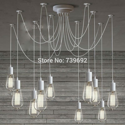 loft modern white lustre chandeliers 6-10 arms retro adjustable edison bulb diy e27 art spider lamp luminaire fixture