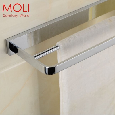 luxury double towel bar bath towel rail for bathroom 60cm towel rack solid brass copper chrome bathroom accessories