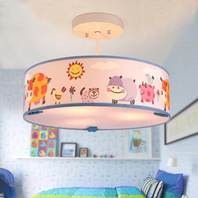 modern eye protection kids room droplight simple round cloth acrylic cartoon animal pendant light
