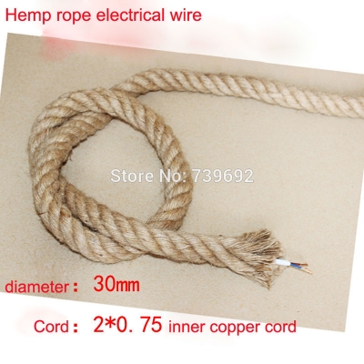 new! 1m antique braided hemp rope electrical wire for vintage hemp pendant light cord knitted diy lights accessories 2*0.75mm