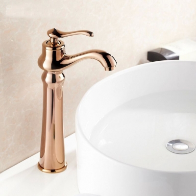 new fashion solid brass rose gold finish and cold deck mounted bathroom basin faucet single handle m-37e